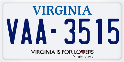 VA license plate VAA3515