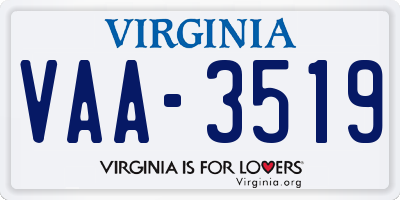 VA license plate VAA3519