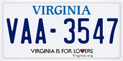 VA license plate VAA3547