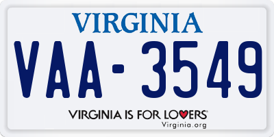 VA license plate VAA3549