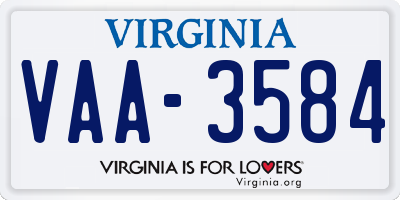 VA license plate VAA3584