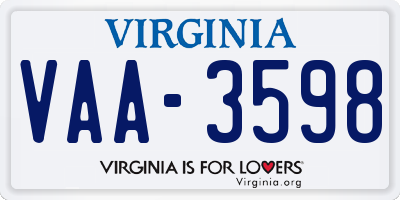 VA license plate VAA3598