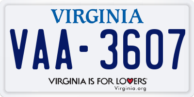 VA license plate VAA3607