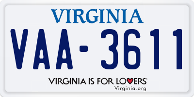 VA license plate VAA3611