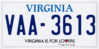 VA license plate VAA3613