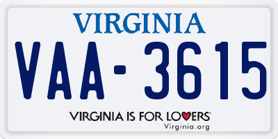 VA license plate VAA3615