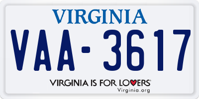 VA license plate VAA3617