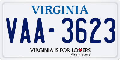 VA license plate VAA3623