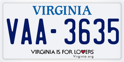VA license plate VAA3635