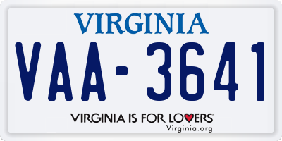 VA license plate VAA3641