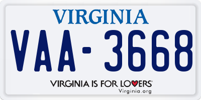 VA license plate VAA3668