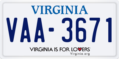 VA license plate VAA3671