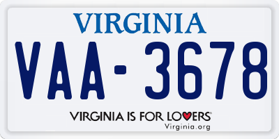 VA license plate VAA3678