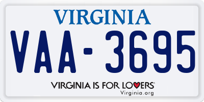 VA license plate VAA3695