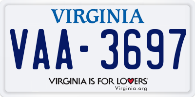VA license plate VAA3697