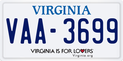 VA license plate VAA3699