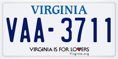 VA license plate VAA3711