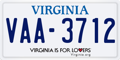 VA license plate VAA3712
