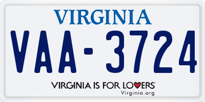 VA license plate VAA3724