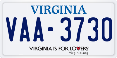 VA license plate VAA3730