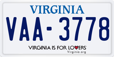 VA license plate VAA3778