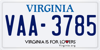 VA license plate VAA3785