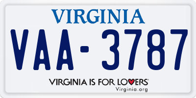 VA license plate VAA3787