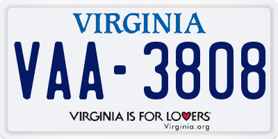 VA license plate VAA3808