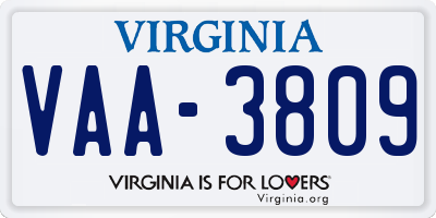 VA license plate VAA3809