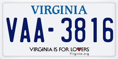 VA license plate VAA3816
