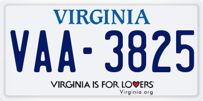 VA license plate VAA3825