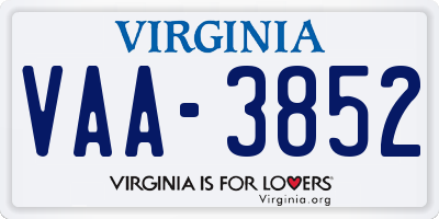 VA license plate VAA3852