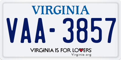 VA license plate VAA3857
