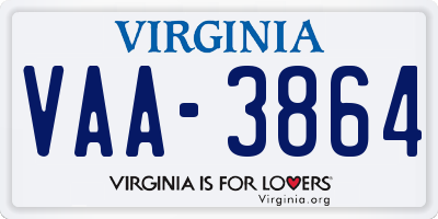 VA license plate VAA3864