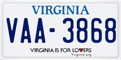 VA license plate VAA3868