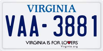 VA license plate VAA3881