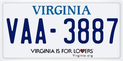 VA license plate VAA3887