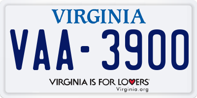 VA license plate VAA3900