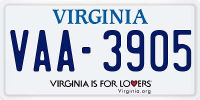 VA license plate VAA3905