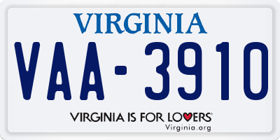 VA license plate VAA3910