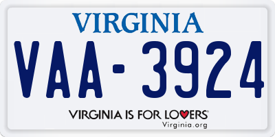 VA license plate VAA3924