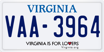 VA license plate VAA3964