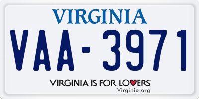 VA license plate VAA3971