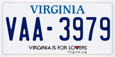 VA license plate VAA3979