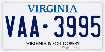 VA license plate VAA3995