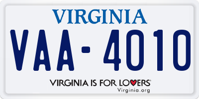 VA license plate VAA4010