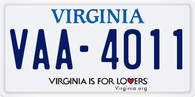 VA license plate VAA4011
