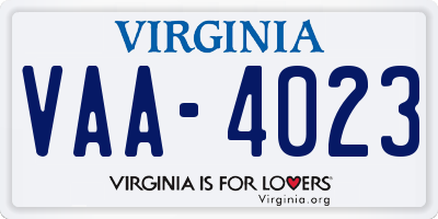 VA license plate VAA4023