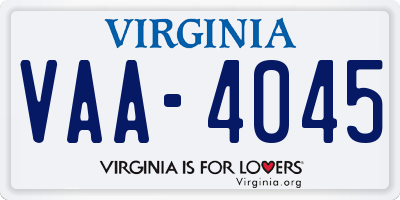 VA license plate VAA4045