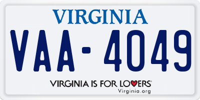 VA license plate VAA4049